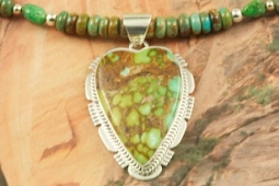 Genuine Pilot Mountain Turquoise Sterling Silver Pendant and Necklace Set